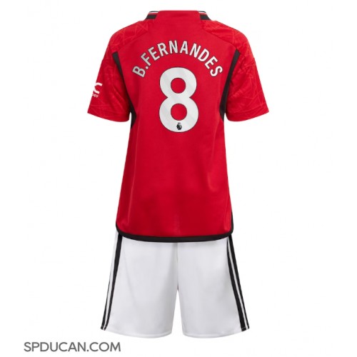 Dječji Nogometni Dres Manchester United Bruno Fernandes #8 Domaci 2023-24 Kratak Rukav (+ Kratke hlače)